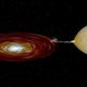Illustration for article titled Huge black hole is slowly destroying its neighboring star